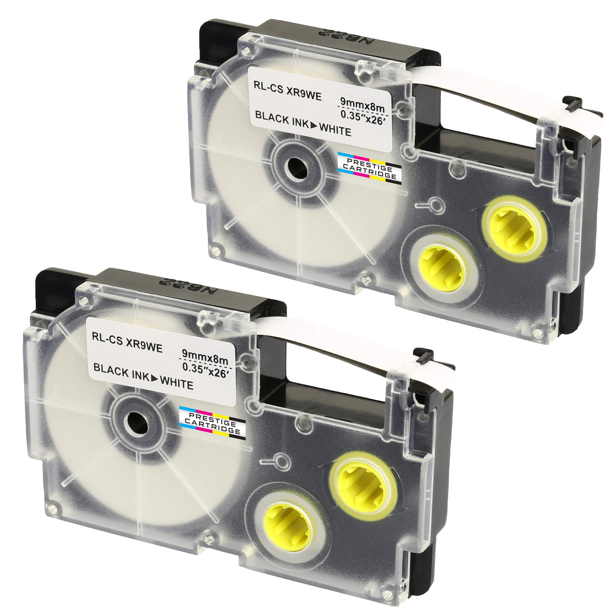 2 Compatible XR-9WE XR-9WE1 Black on White 9mm x 8m Self-Adhesive Label Tapes for Casio KL-60 KL-100 KL-120 KL-200 KL-300 KL-750 KL-780 KL-820 KL-2000 KL-7000 KL-7200 KL-8100 CW-L300 Label Makers