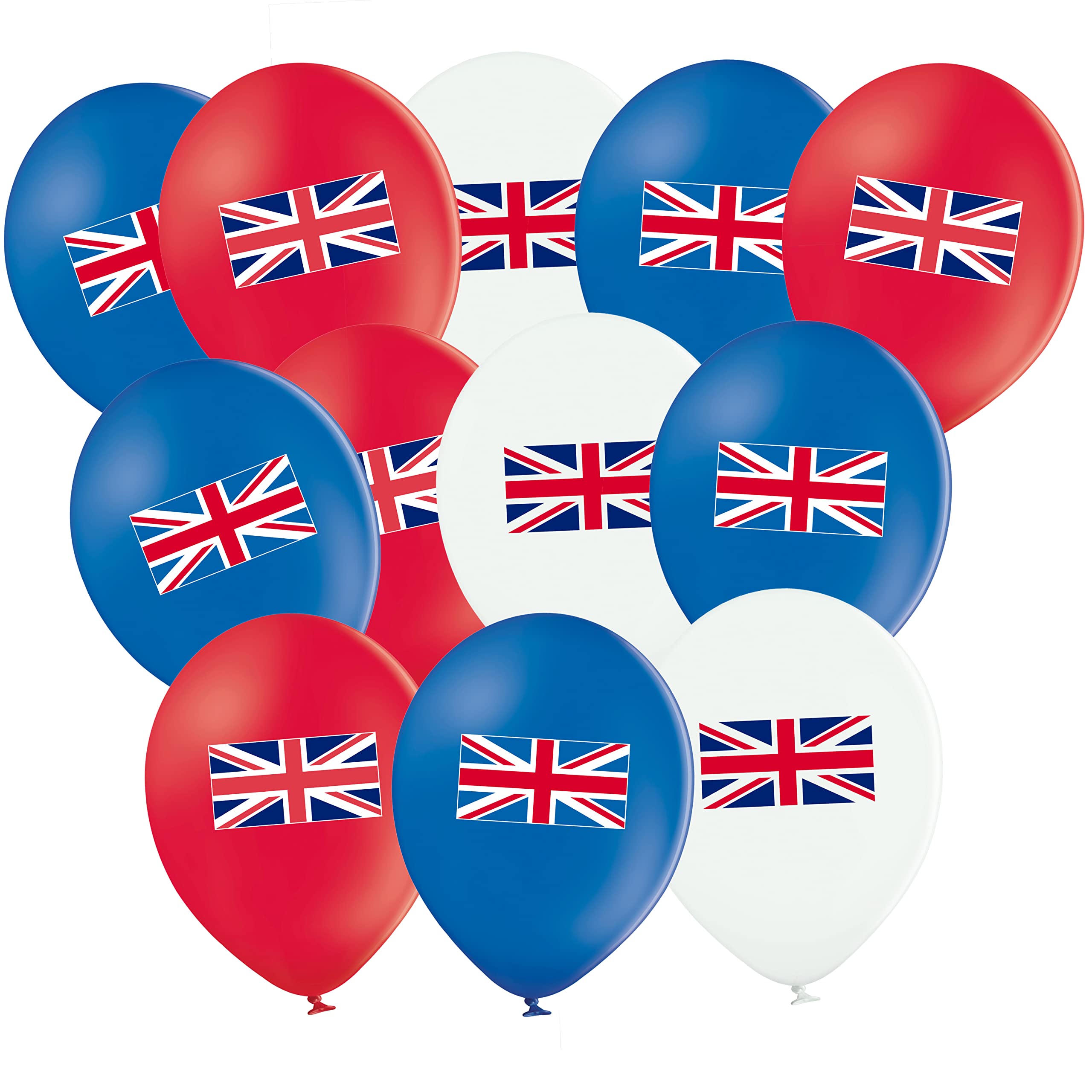Toyland® Pack Of 30-12" Union Jack Logo Balloons - Red, Blue & White VE DAY British Decorations