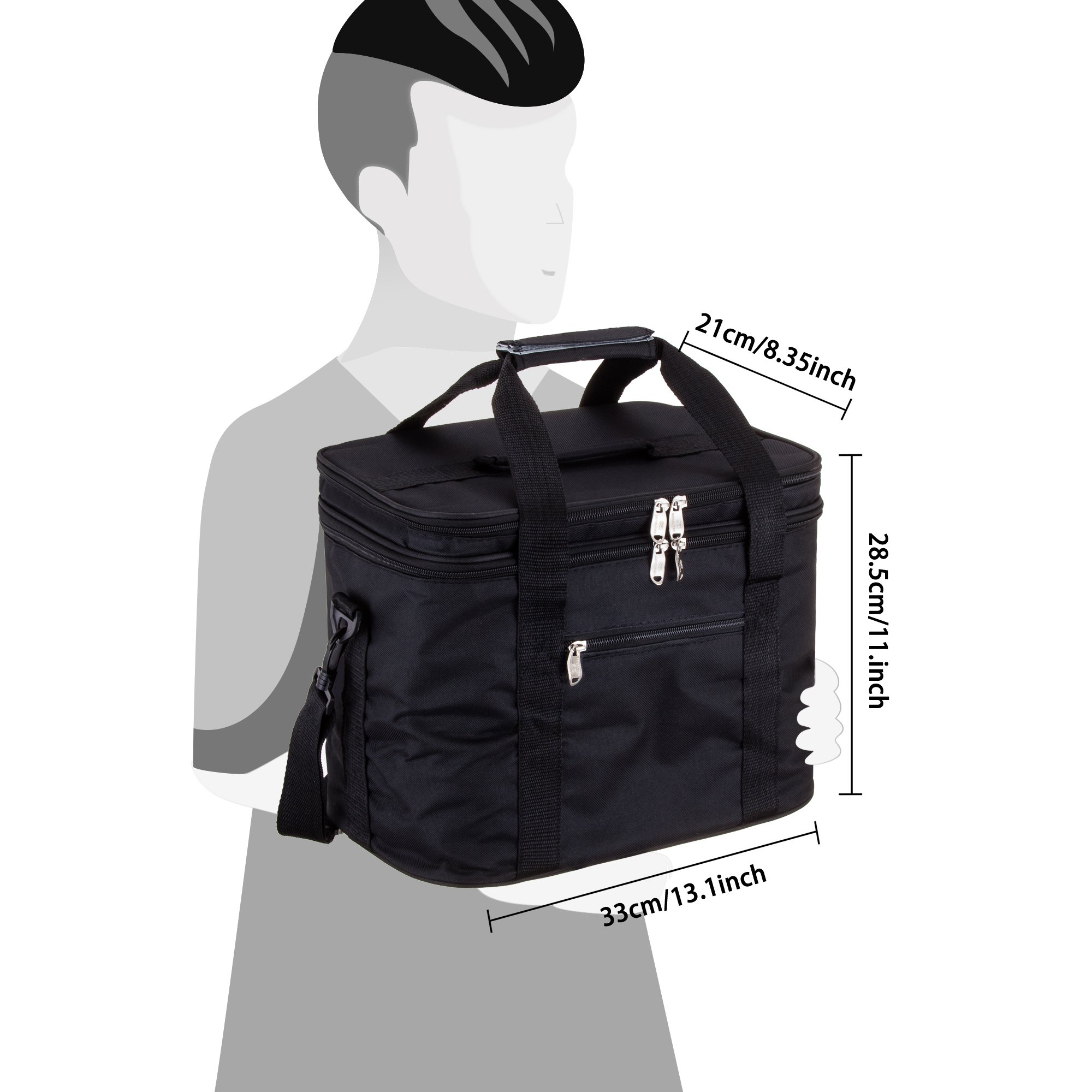 Msicyness Extra Large Lunch Bag for Adult Double Decker Compartment Cooler Bags with Internal Tableware Placement Device Set Insulated Coolers Box for Men and Women