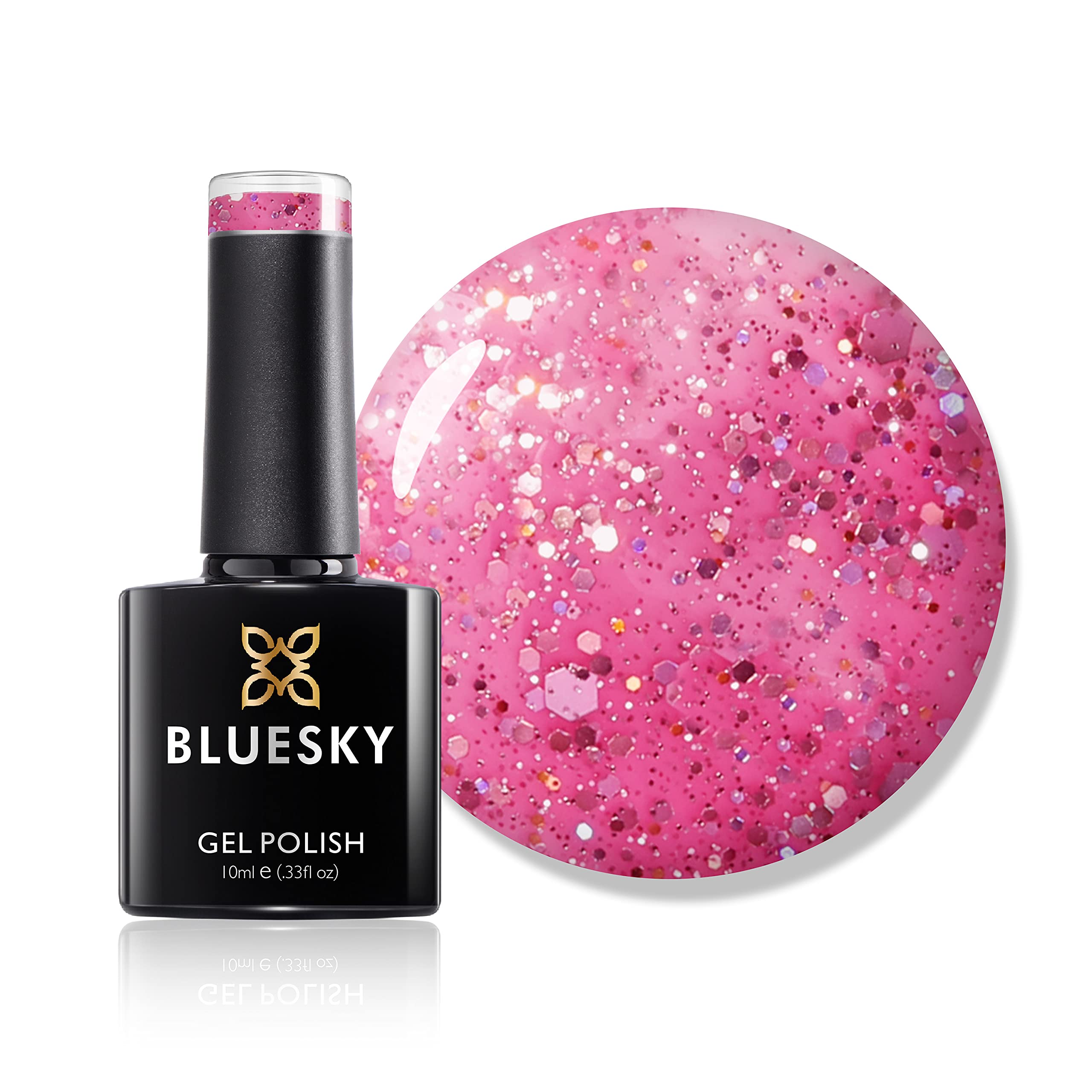 Bluesky Gel Nail Polish, Daddy'S Girl Blz46, Bright, Chunky Glitter, Red, Rose, Long Lasting, Chip Resistant, 10 ml (Requires Drying Under UV LED Lamp)