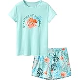Tebbis Tween Girls Pajamas Trendy Tie Dye Spiral 2-Piece Shirt & Shorts PJ Set Jammies Size 6-18
