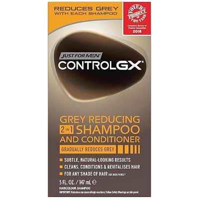Just For Men Control GX 2 in 1 Grey Reducing Shampoo and Conditioner, 5 Fluid Ounce