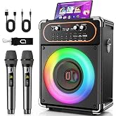 Karaoke Machine with 2 Zero Delay Mics for Adults, Karaoke Set for Parties | Support Karaoke Mode,MIC Priorit, Automatic Bass &amp; Treble Adjustment,Support TV Connectivity for Parties,Events,BBQs
