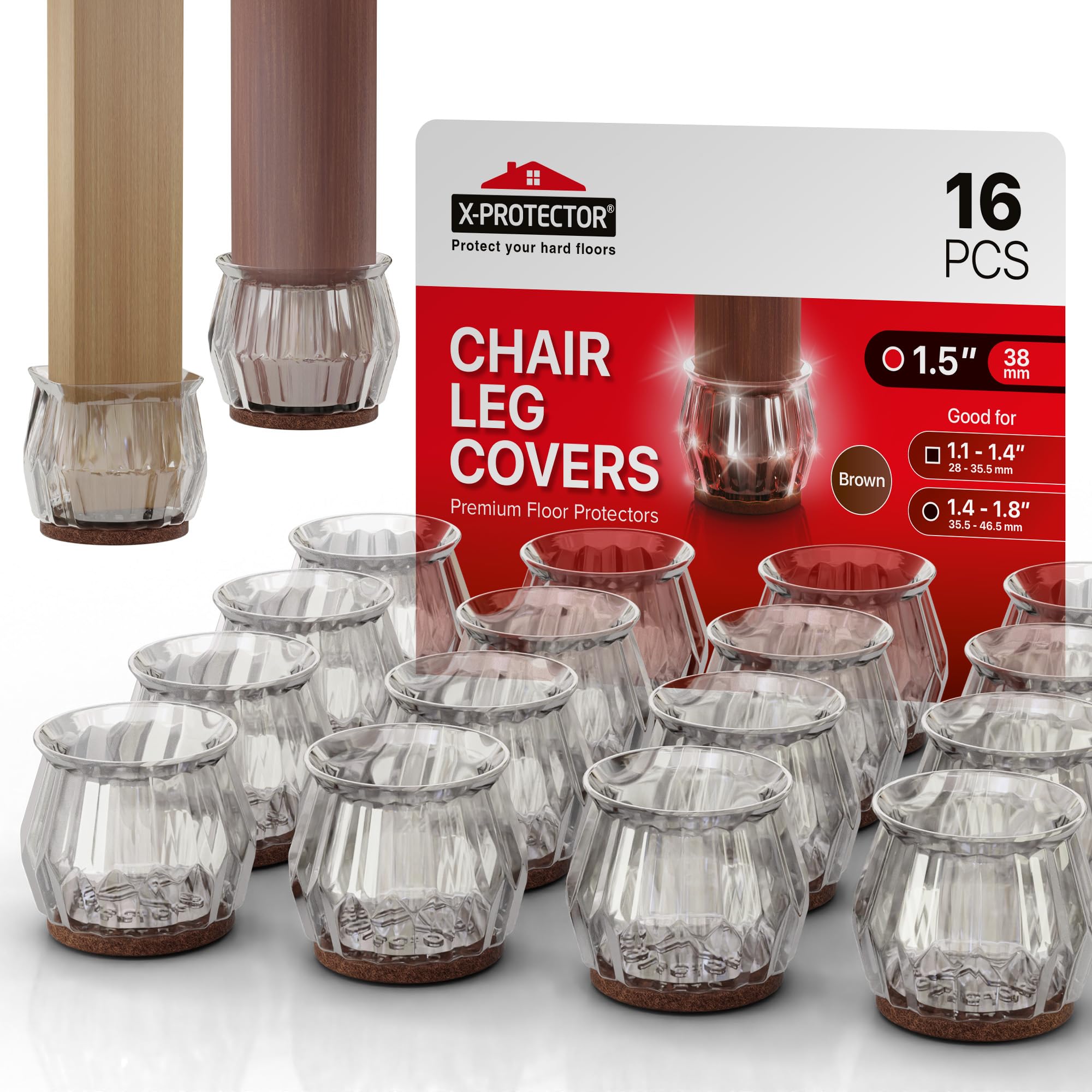 16 PCS Chair Leg Floor Protectors with Felt Pads