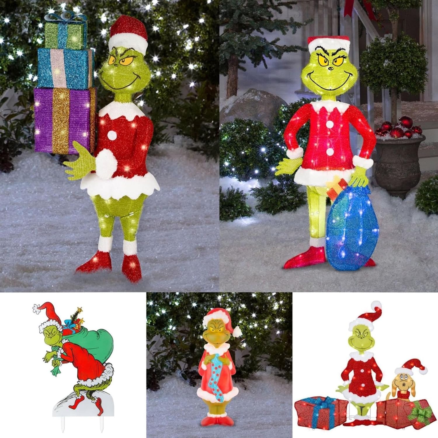Decorative Garden Stakes - NAPOLITANO Christmas Glowing Garden Decoration New Year Illuminate Decorations Creative Acrylic Green Monster Shape Outdoor Garden Stakes Yard Sign Ornaments