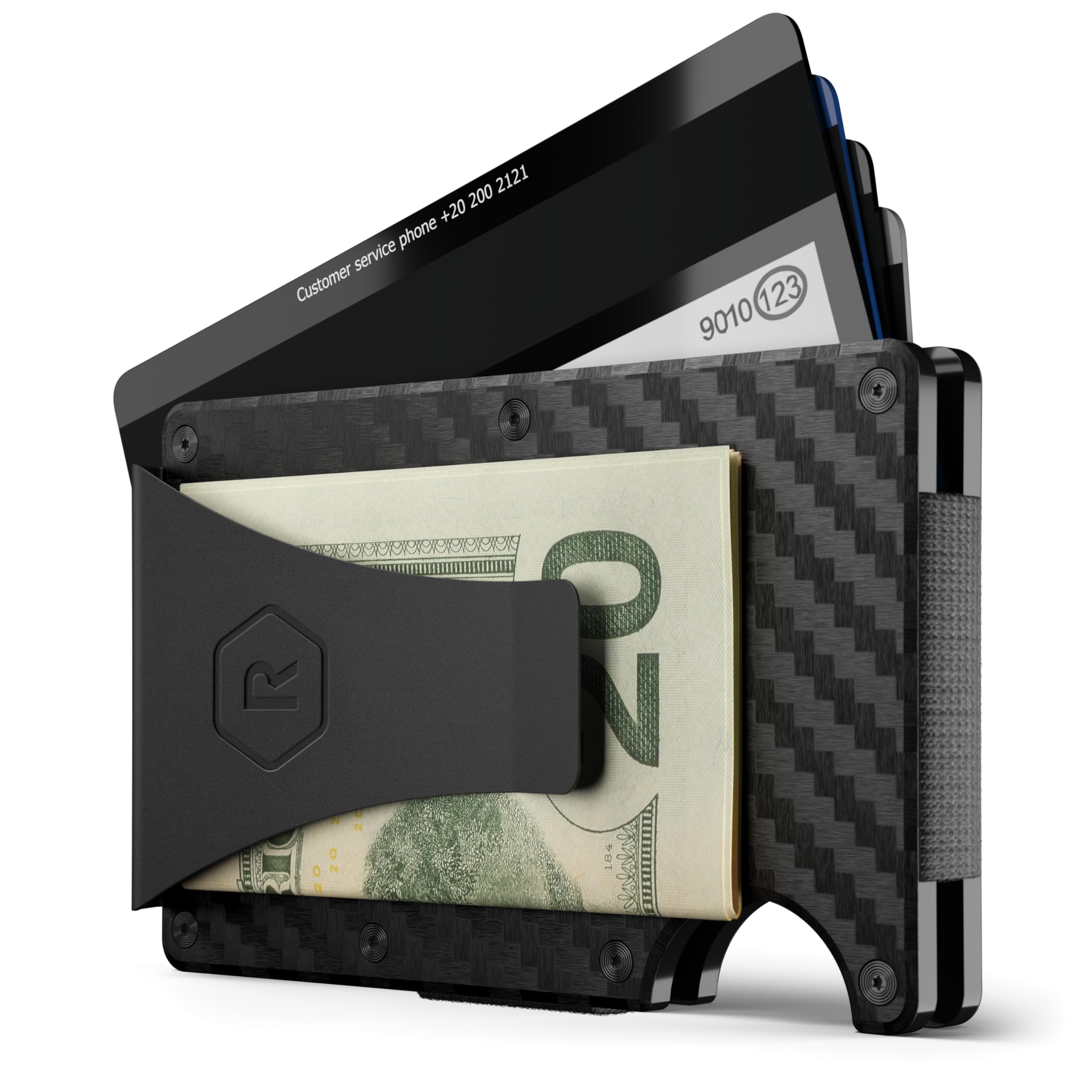 The Ridge Wallet - Slim Minimalist Compact Wallet and Card Holder| RFID Protected Front Pocket Wallets | Integrated Money Clip | Carbon Fiber 3K