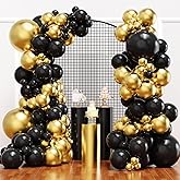 YMSZ Black and Gold Balloons, Black and Metallic Gold Balloons Garland Arch Kit for Birthday, 2026 New Years, Graduation Anniversary Decorations Supplies