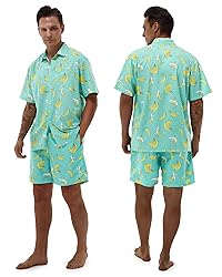 Poekuao Men's Hawaiian Matching Set Summer Beach