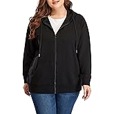 ZERDOCEAN Women's Plus Size Full Zip-Up Hoodie Jacket Cotton Sweatshirt