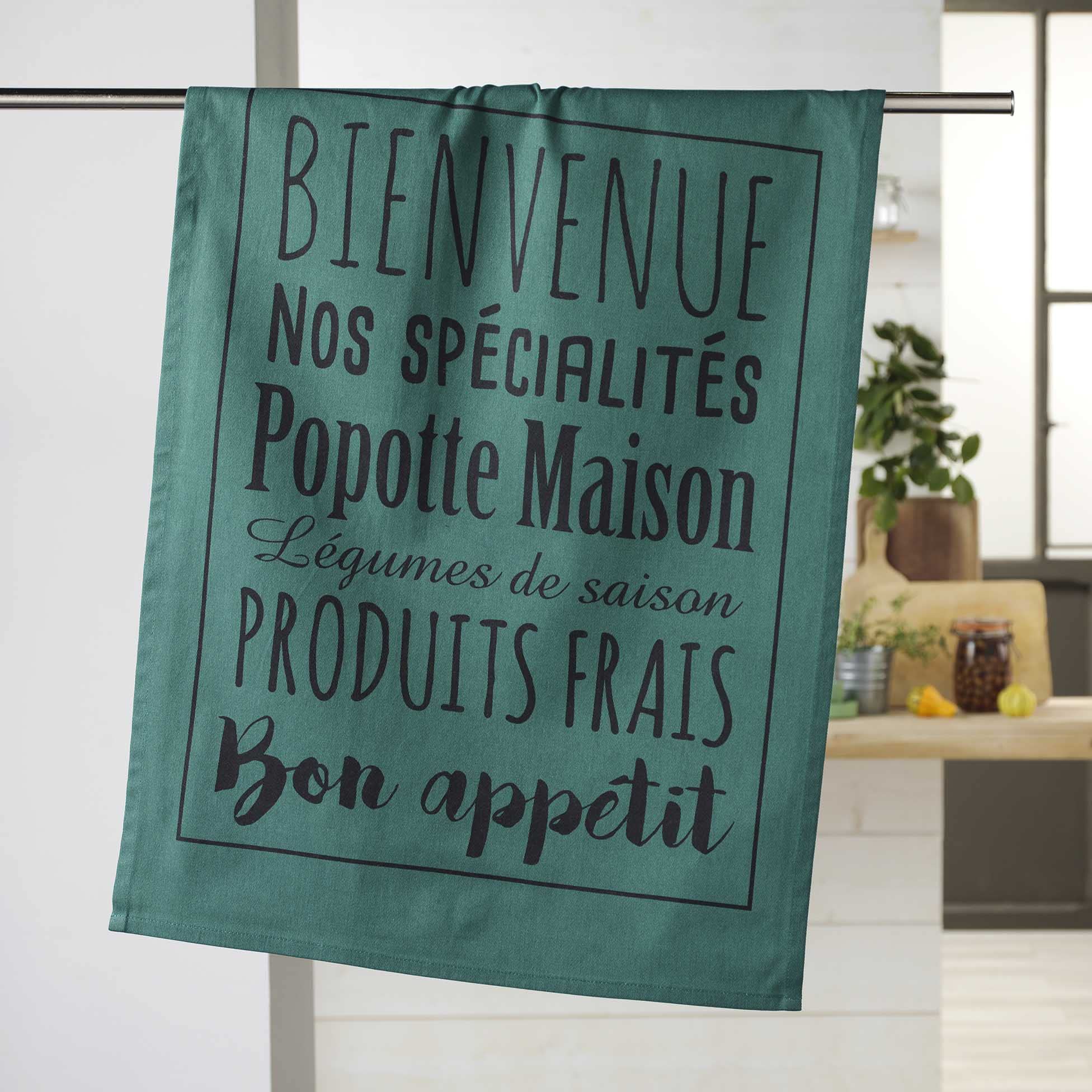 Douceur d'Intérieur POPOTE Tea Towel Emerald 50 x 70 cm