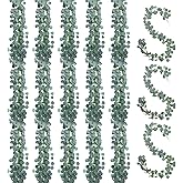 Telooco 24Pcs Artificial Eucalyptus Garland 168FT Table Greenery Garland Artificial Eucalyptus Table Vines for Christmas Wedding Backdrop Wall Room Decor