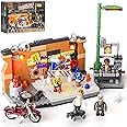 FUNWHOLE Underground Dance Battle Lighting Building Bricks Set - Street Fusion Style City Town Motorcycle LED Light Multi-For