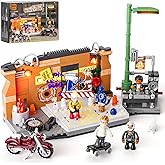 FUNWHOLE Underground Dance Battle Lighting Building Bricks Set - Street Fusion Style City Town Motorcycle LED Light Multi-For