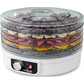 NutriChef Electric Countertop Food Dehydrator - Multi-Tier High-Heat Circulation Professional Food Preserver, Fruit, Vegetable Dryer, Meat or Beef Jerky Maker w/ 5 Stackable Trays - AZPKFD12