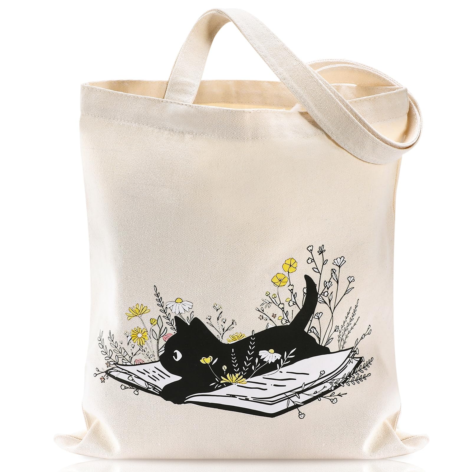 Zuimei Cat Tote Bag with Inner Pocket Womens Reusable Tote Shopping Bag Washable Foldable Cat Gift For Women Girls Shopping Grocery