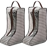 2 Pack Portable Boot Storage Organizer Tall Boots,Portable Dust Proof Shoe Travel Bag,Brown Waterproof Boot Bags for Cowboy Boots,Shoe Bags for Travel and Daily Use