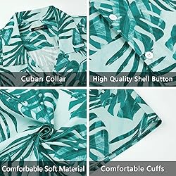 HISDERN Hawaiian Shirt for Men Short Sleeve Button
