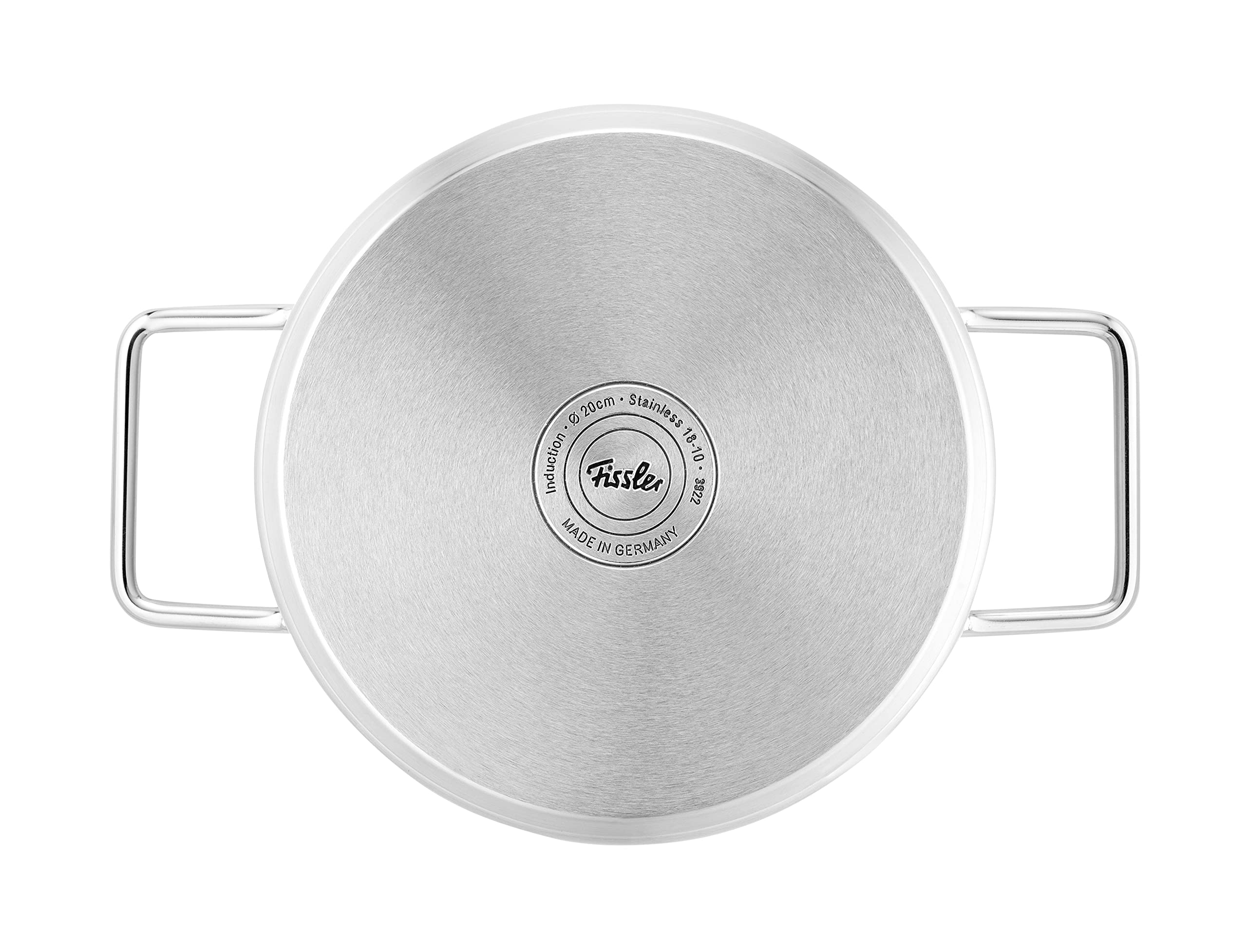 Fissler Pure Collection/Edelstahl-Kochtopfset, 6-teilig, Töpfe mit Metall-Deckel (3 Kochtöpfe,1 Bratentopf 1 Stielkasserolle 1 Edelstahlpflege) - Induktion, Silber 6