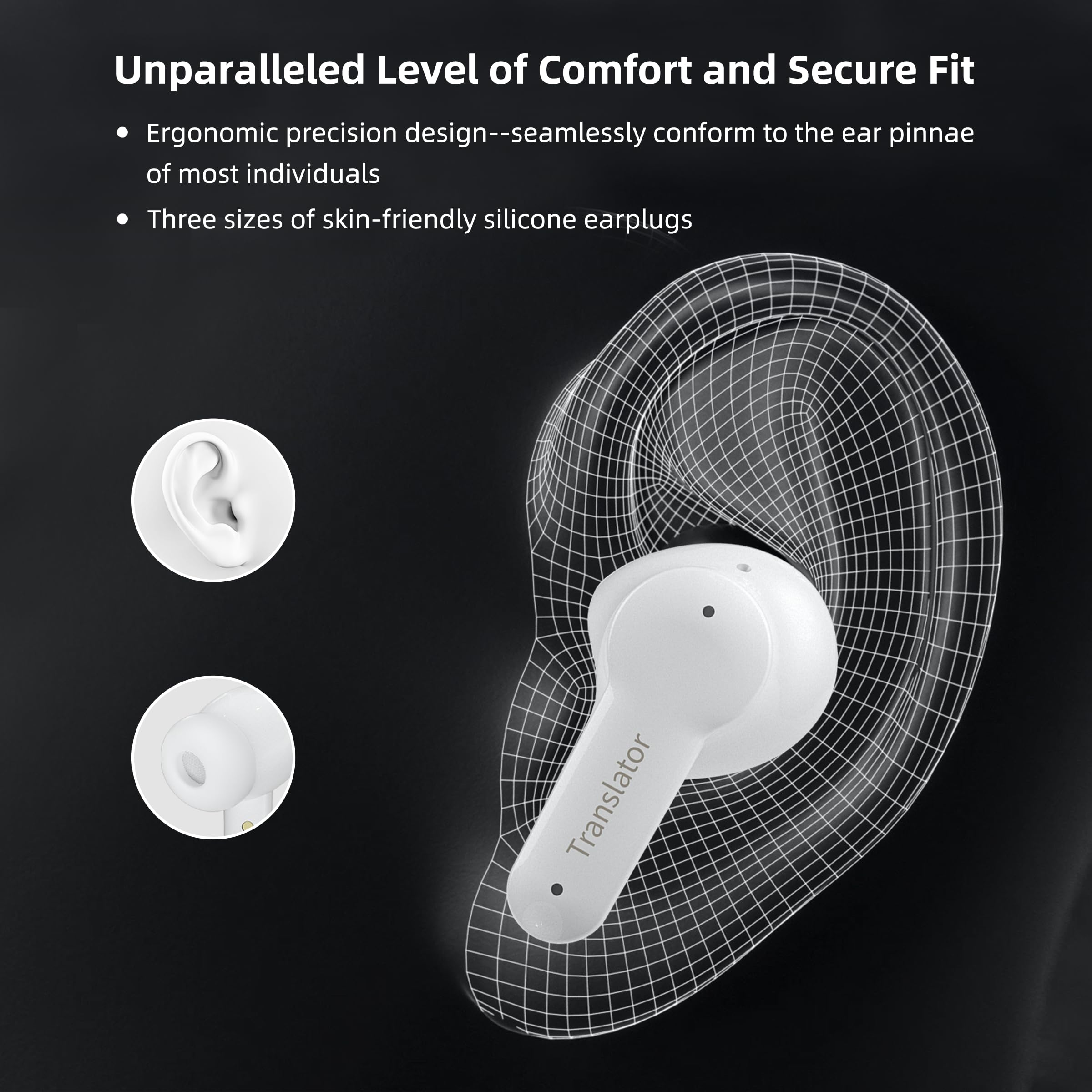 ANFIER M3 Offline AI Translator Earbuds Support 144 Languages & Accents Translation Two-Way Translation Translator Device AI Translation Earbuds Real Time No Subscription Required