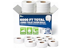 Commercial toilet paper - Jumbo toilet paper rolls -6000 FT Industrial 3-Ply 9” Bulk Large Roll for Standard Jumbo Dispenser 