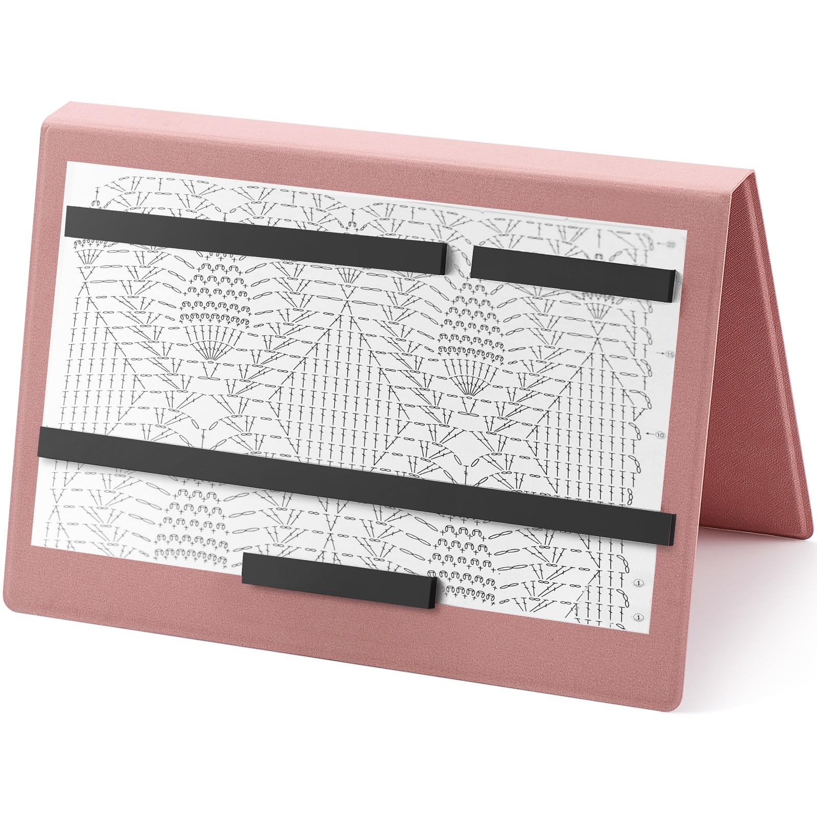 Photo 1 of Flutesan Knitting Pattern Holder Fold up Cross Stitch Knitting Chart Keeper with 4 Replacement Magnets Magnetic Cross Stitch Accessories and Supplies for Crochet, 13.2 x 9 Inch (Pink)