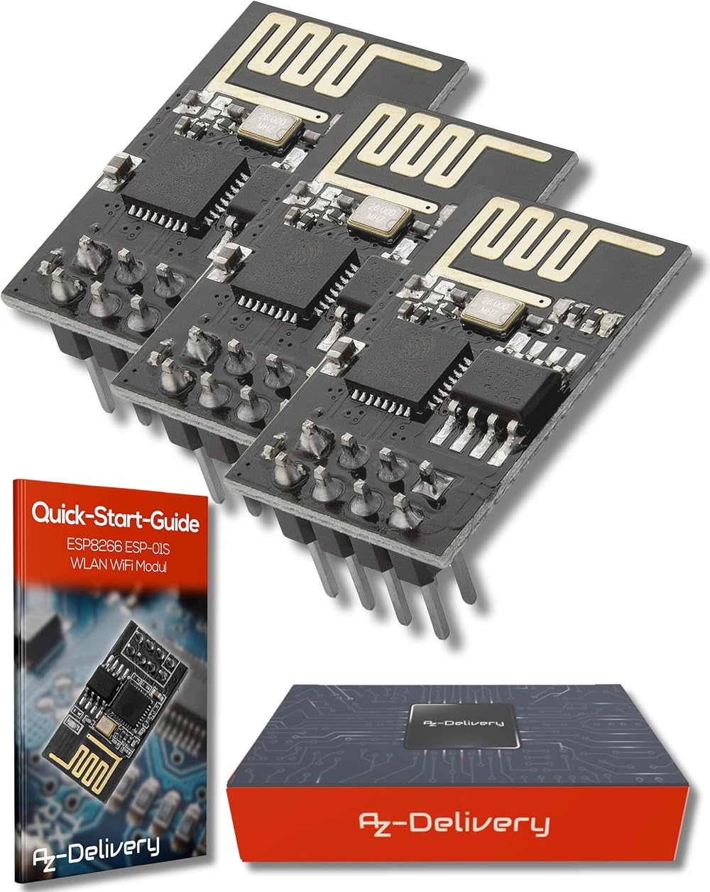 AZDelivery ESP8266 ESP-01S WiFi Transceiver Module 1MB Flash 80MHz Arduino Pi