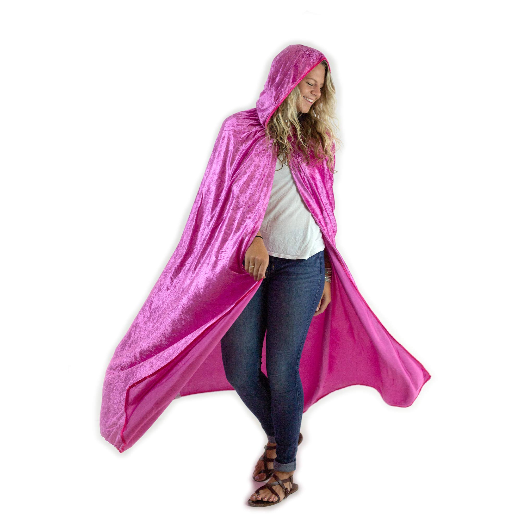Everfan Hooded Cape | Cloak With Hood For Halloween, Cosplay, Costume, Dress Up Magenta Adult