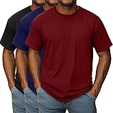 Riyiper 3 Pack S-5XL Men's Big and Tall Raglan Short Sleeve T-Shirts Crewneck Summer Casual Tops Slim Fit Basic Tee