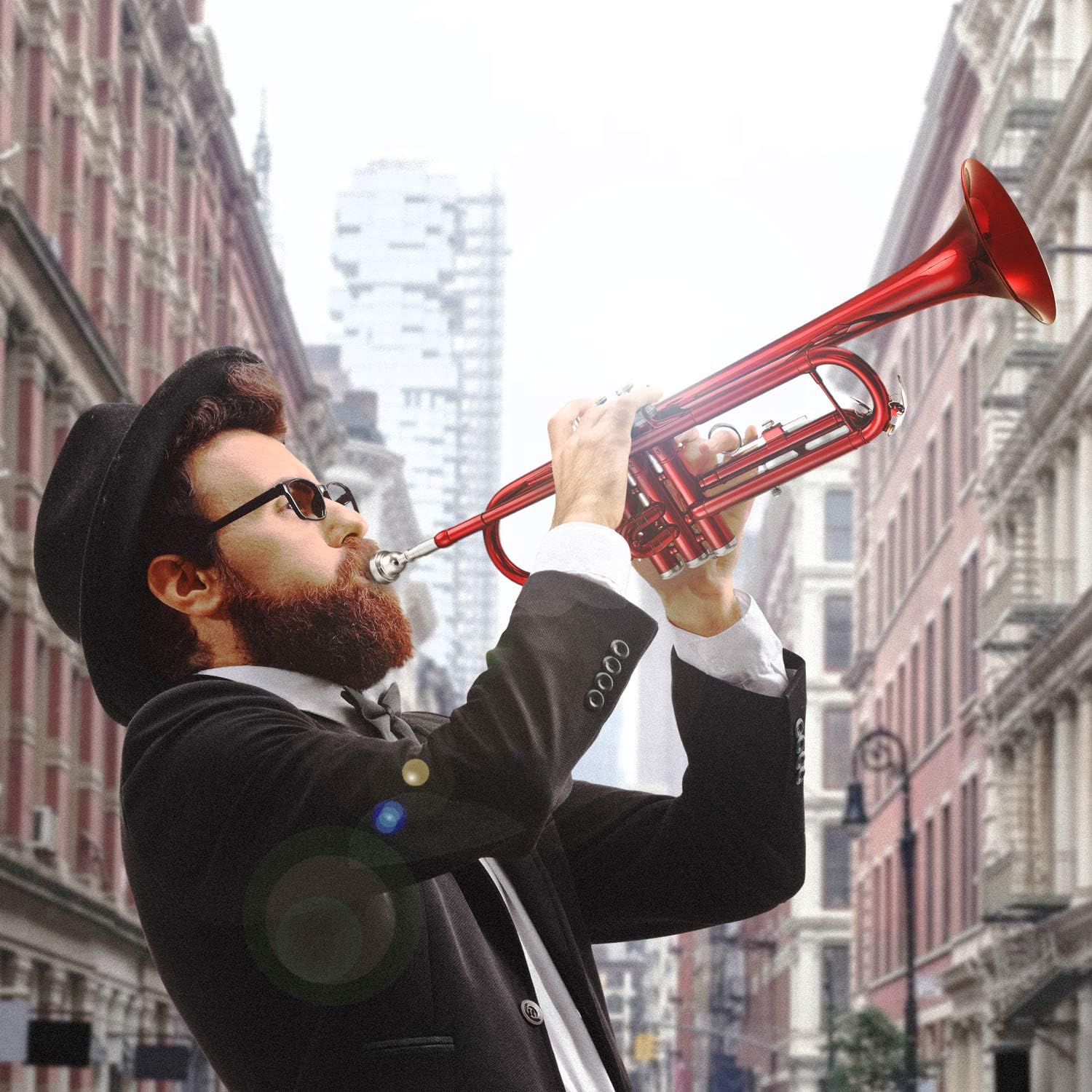 Eastar Bb Trumpet Standard Trumpet Set for Student Beginner with Hard Case, Cleaning Kit, 7C Mouthpiece and Gloves, Brass Bb Trumpet Instrument, Red, ETR-380R: Musical Instruments
