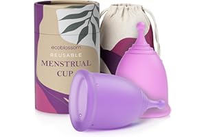 EcoBlossom Reusable Menstrual Cup Set - The Most Reliable Medical Grade Silicone Period Cups - Comfortably use for 12 Hours (2 Small Cups)