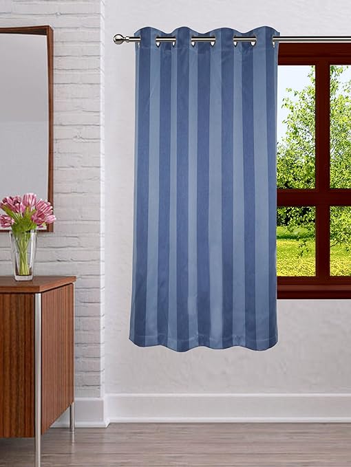 Buy Lushomes Stripe Polyester 8 Eyelets Drapers Window Door