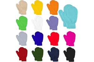MENOLY 15 Pairs Kids Toddlers Magic Stretch Mittens Solid Color Winter Warm Kids Knit Gloves for Boys and Girls