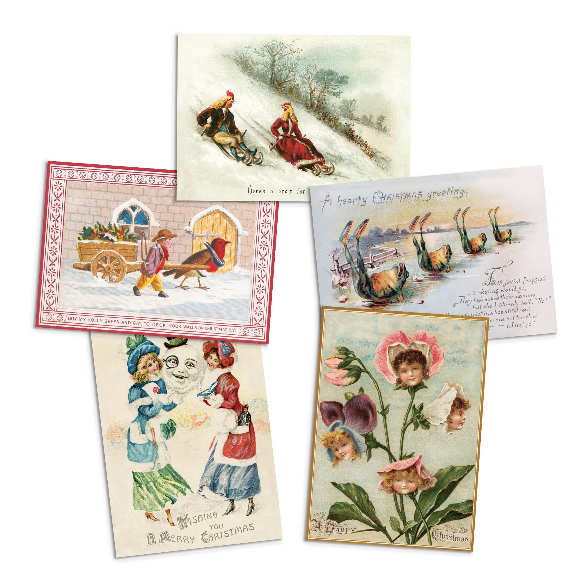 Funny Weird Victorian Christmas Greeting Card with Envelopes - Pack Set of 5 Cards #2