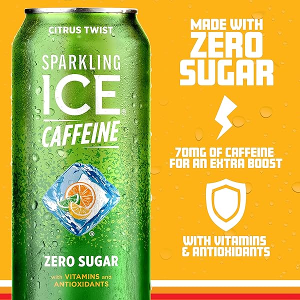 SPARKLING ICE CAFFEINE, CITRUS TWIST SPARKLING WATER WITH CAFFEINE, ZERO SUGAR, WITH ANTIOXIDANTS AND VITAMINS,16 FL OZ CAN