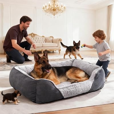 JOEJOY Extra Large Dog Sofa Bed Waterproof Lamb Fleece 89x64x23cm