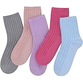 SERISIMPLE Viscose Bamboo Stretch Kids Ankle School Kids Crew Socks Breathable Boy Girl 5 Pairs
