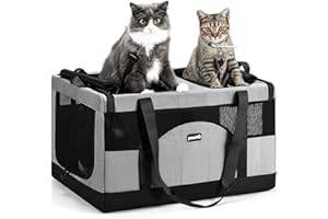 Pecute Cat Carrier for 2 Cats,Foldable Soft Sided Pet Carrier for Small to Medium Cat,can Hold 20lbs+ for Two Kitty Puppy,Sta