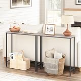 HOOBRO Slim Console Table Hallway Metal Frame Greige Black 75x24x75 cm view 3