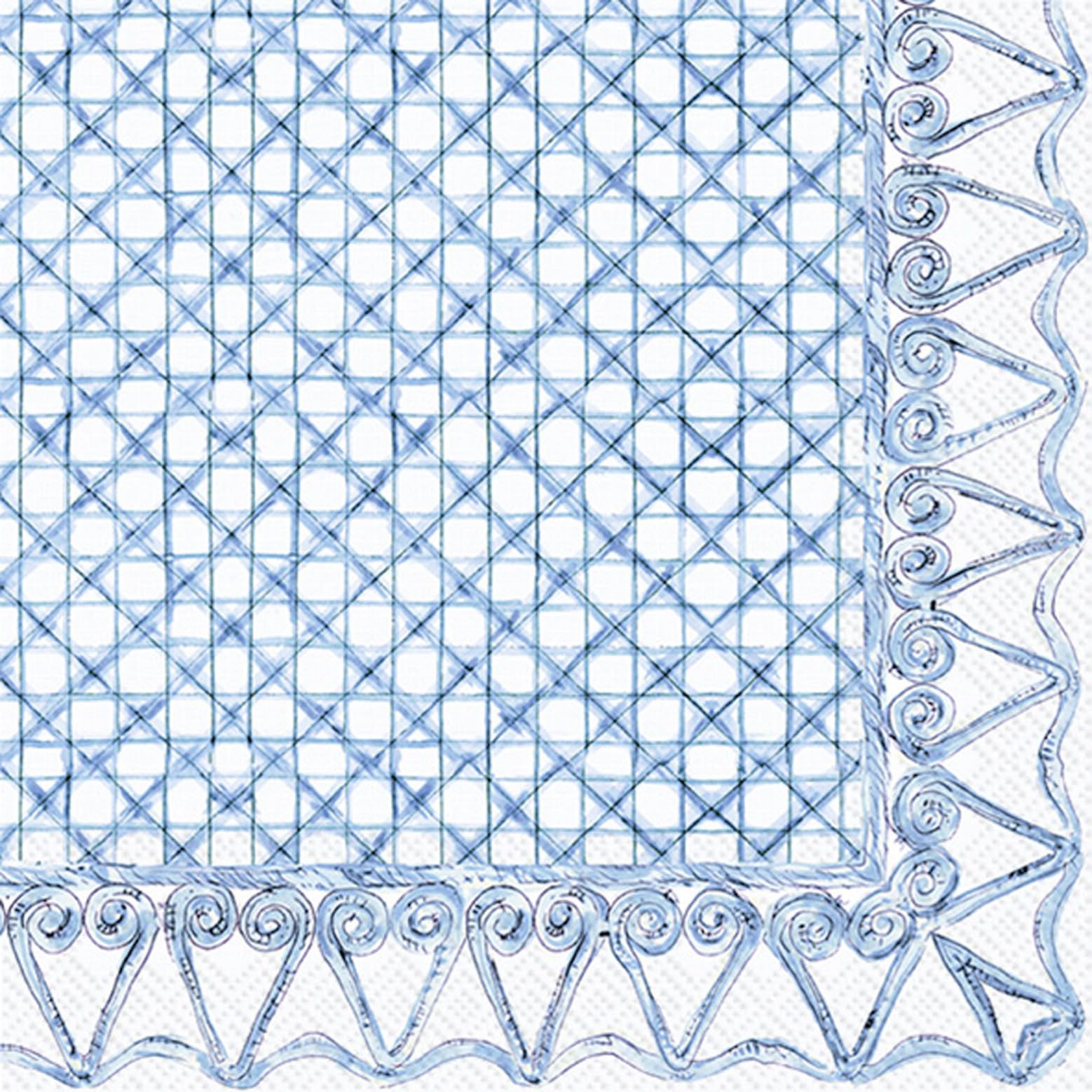 Photo 1 of ***3 PACKS INCLUDED***IHR Ideal Home Range Cocktail Napkins Disposable 3-Ply Paper Party Napkin Pack, 5" x 5", Botanical Cane (Blue), 20-Count***3 PACKS INCLUDED***