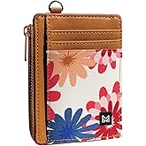 MOGEWOE Credit Card Holder Wallet for Women Slim Minimalist Wallet RFID Blocking Leather Wallets Elastic Front Pocket Wallet for Women with Zipper Pocket