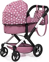 Bayer Design XEO Convertible Doll Pram 46cm Pink Stars Sun Canopy view 2