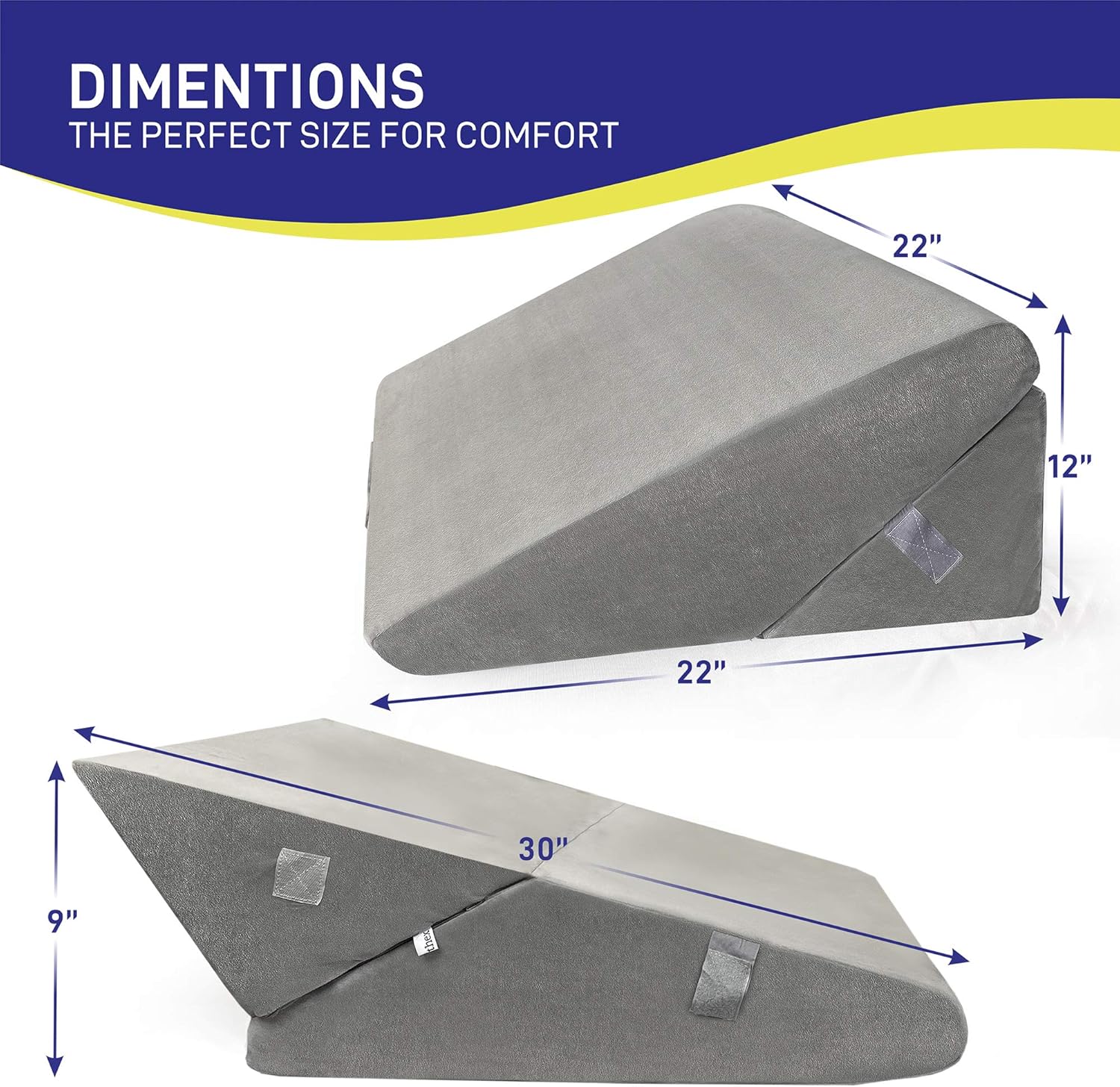 Healthex Bed Wedge Pillow - Memory Foam Top Adjustable 9&12 inch Folding Incline Cushion, for Legs and Back Support Pillow, Acid Reflux, Heartburn, Allergies, Snoring, Reading- Soft Washable Cover: Health & Personal Care