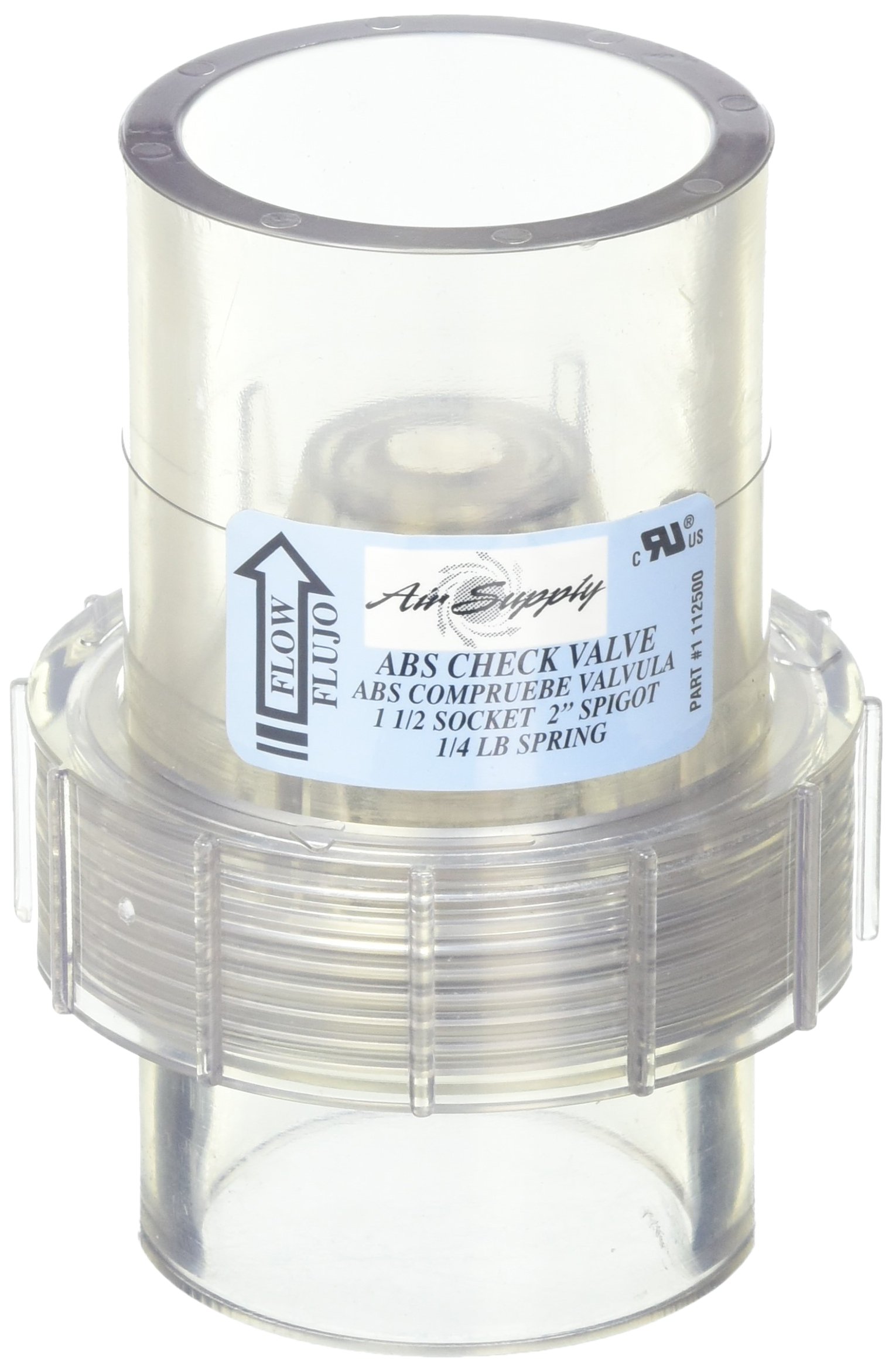 Air Supply Silencer Clear ABS Check Valve 1112500S Socket 2 Spigot 2