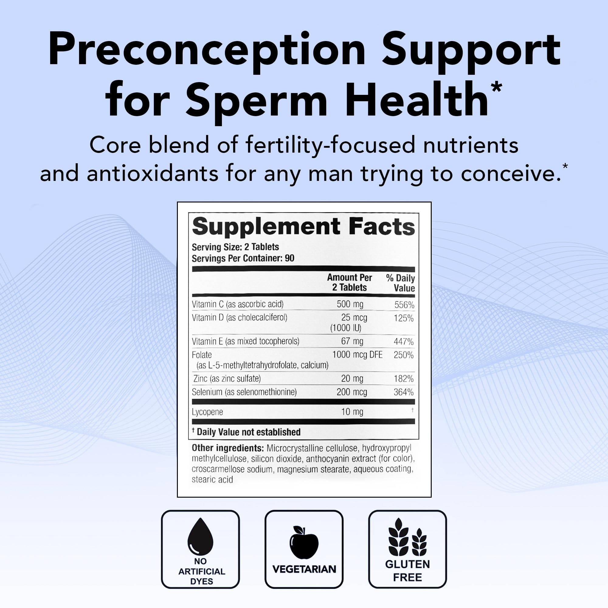 Theralogix ConceptionXR Reproductive Health For Men, Men's Preconception Vitamins for Fertility Support, Male Fertility Supplements for Sperm Health, NSF Certified - 180 Tabs (90-Day Supply), Unflavor