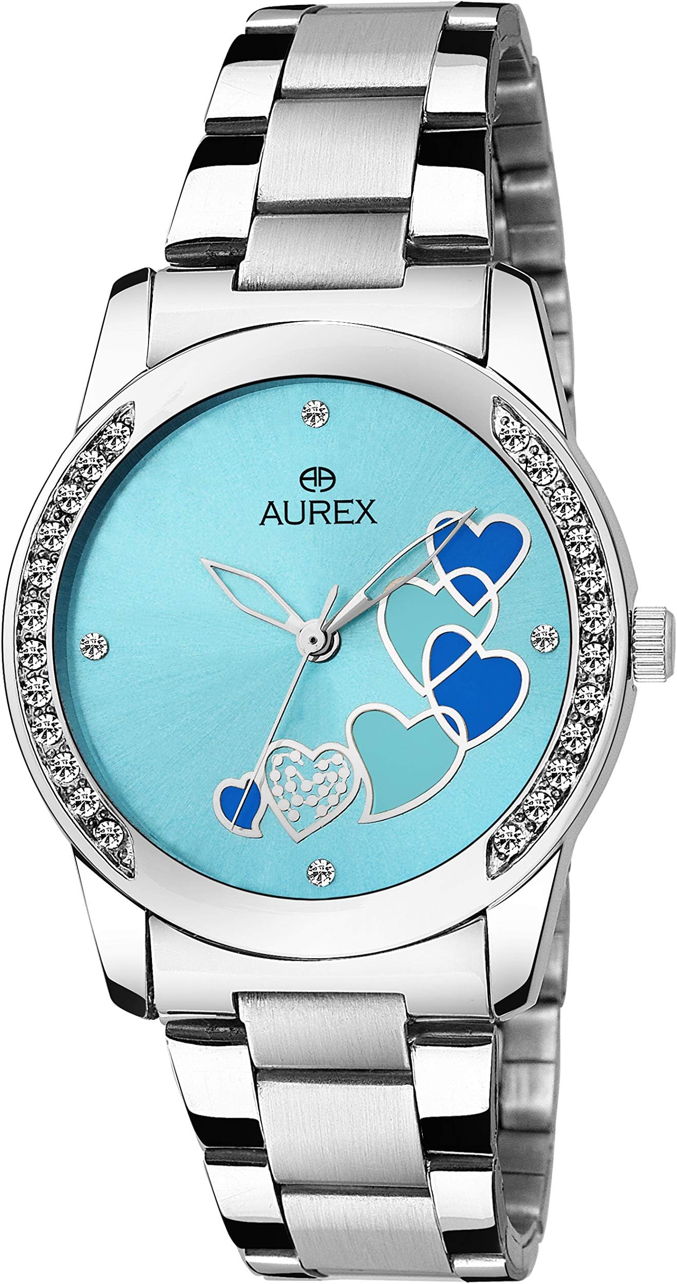 AUREXAnalogue Women's Watch (Blue Dial Silver Colored Strap)