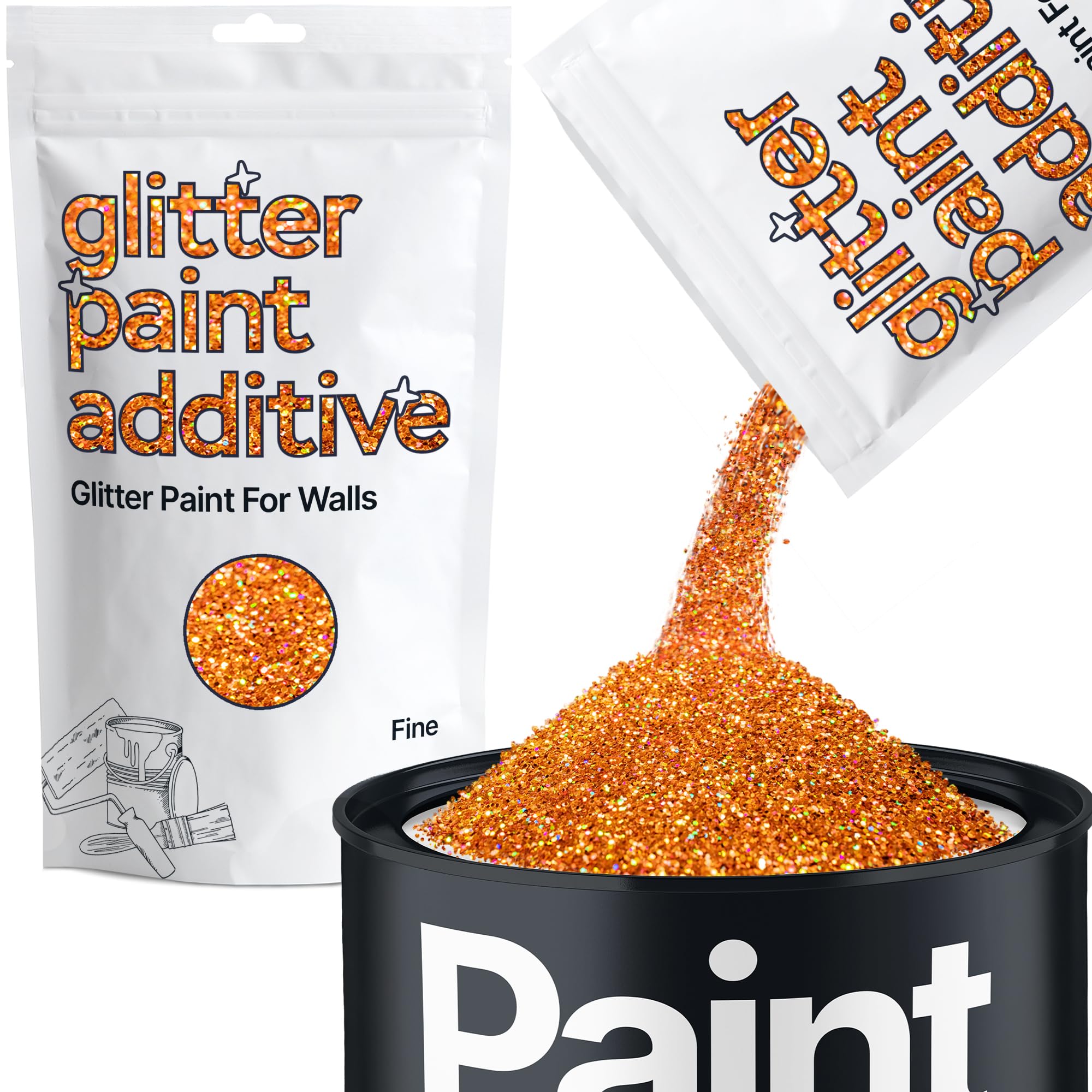 Hemway Copper Holographic Glitter Paint Additive Fine 100g for Adding Sparkle to Paints & Varnish | Paint Walls Sparkly Add to Emulsion, Acrylic or Lacquer Indoor