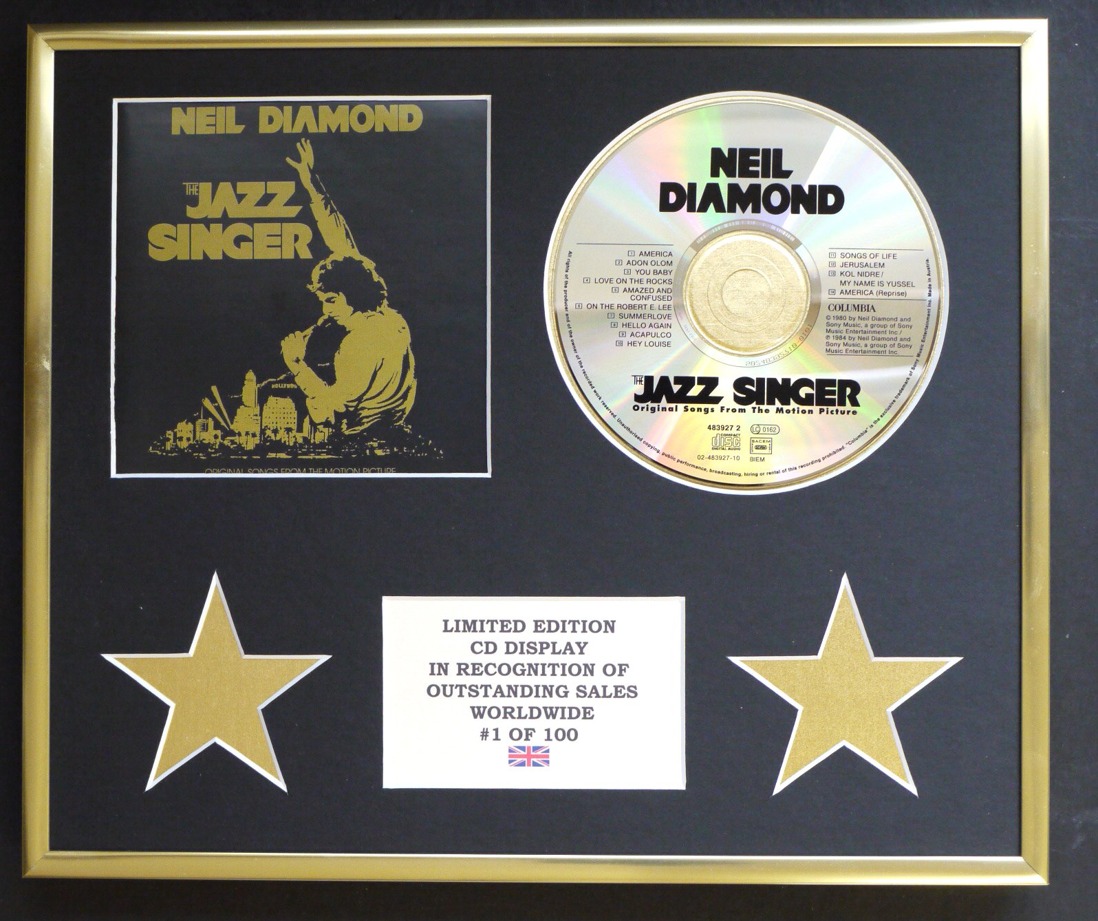 NEIL DIAMOND/CD DISPLAY/LIMITED EDITION/COA/THE JAZZ SINGER
