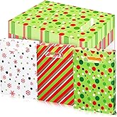 Cholemy 120 Pcs Christmas Merchandise Bags Bulk Christmas Plastic Bags 8'' x 10'' Xmas Favor Gift Bag Xmas Party Favor Bag with Handle for Shopping Holiday Boutique Treat (Vivid)