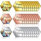 30 Pcs Acrylic Cupcake Toppers Happy Birthday Cake Disc Mirror Acrylic Cake Topper Engraved Personalized Cake Topper Mini Acr