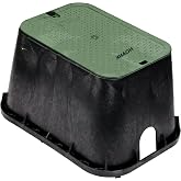 HOANK 14 in. X 19 in. Rectangular Standard Series Valve Box and Cover, 12 in. Height, Irrigation Control Valve Lettering, Black Box, Green Overlapping Cover, Black/Green